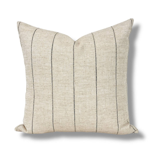 Darby | Neutral black stripe woven pillow cover