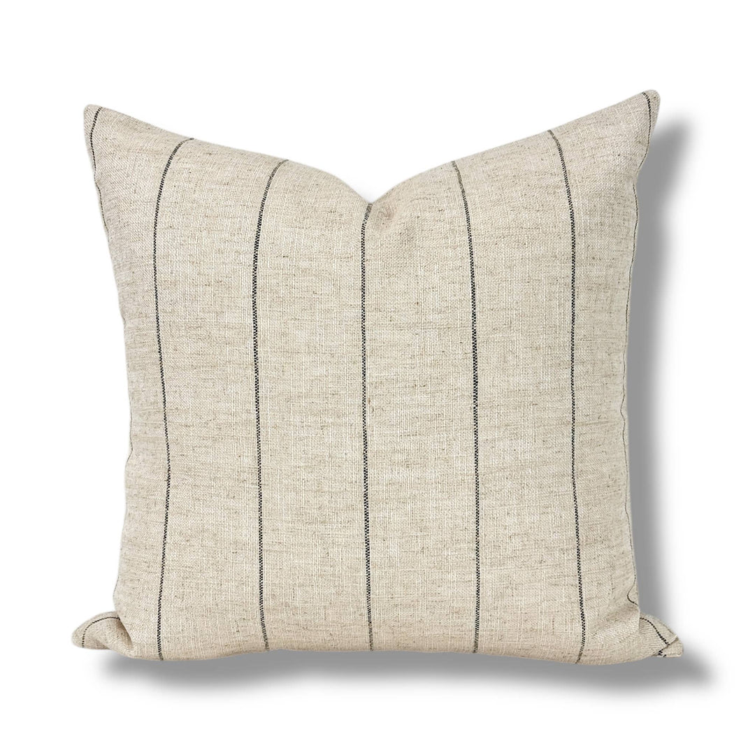 Darby | Neutral black stripe woven pillow cover