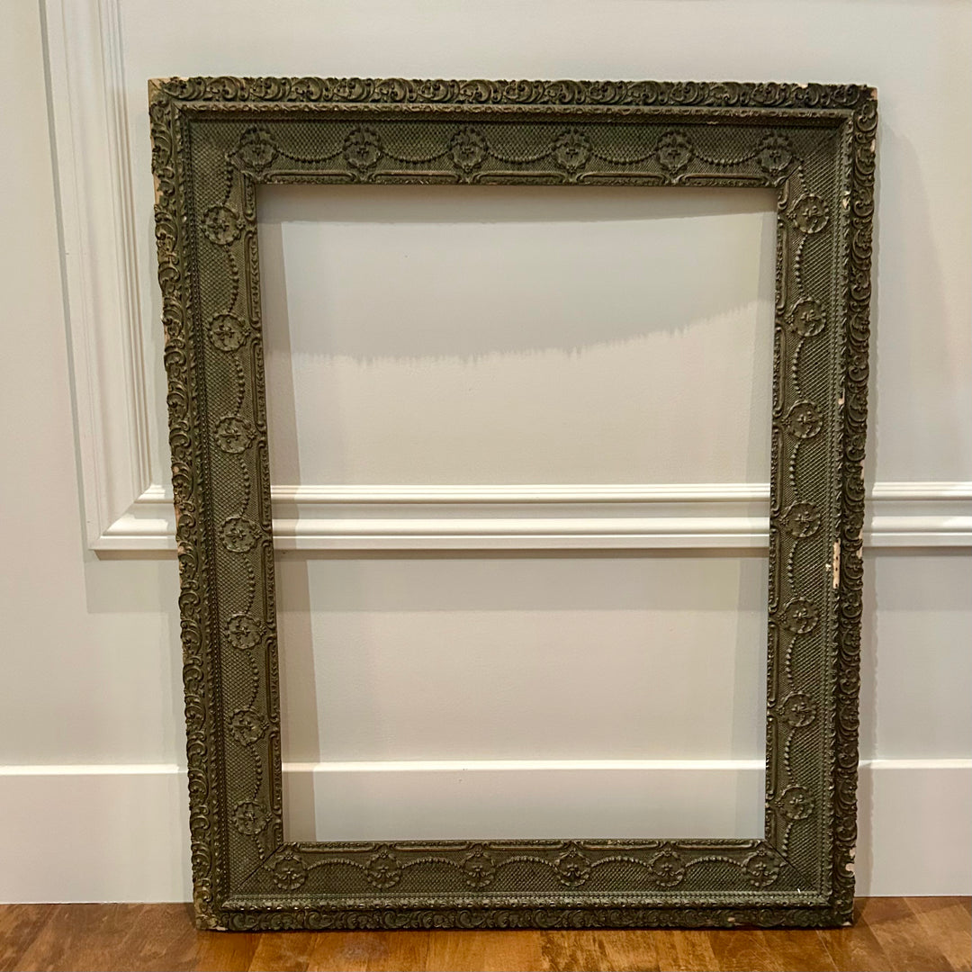 Antique French-Style Gilt Frame with Rosette & Lattice Details