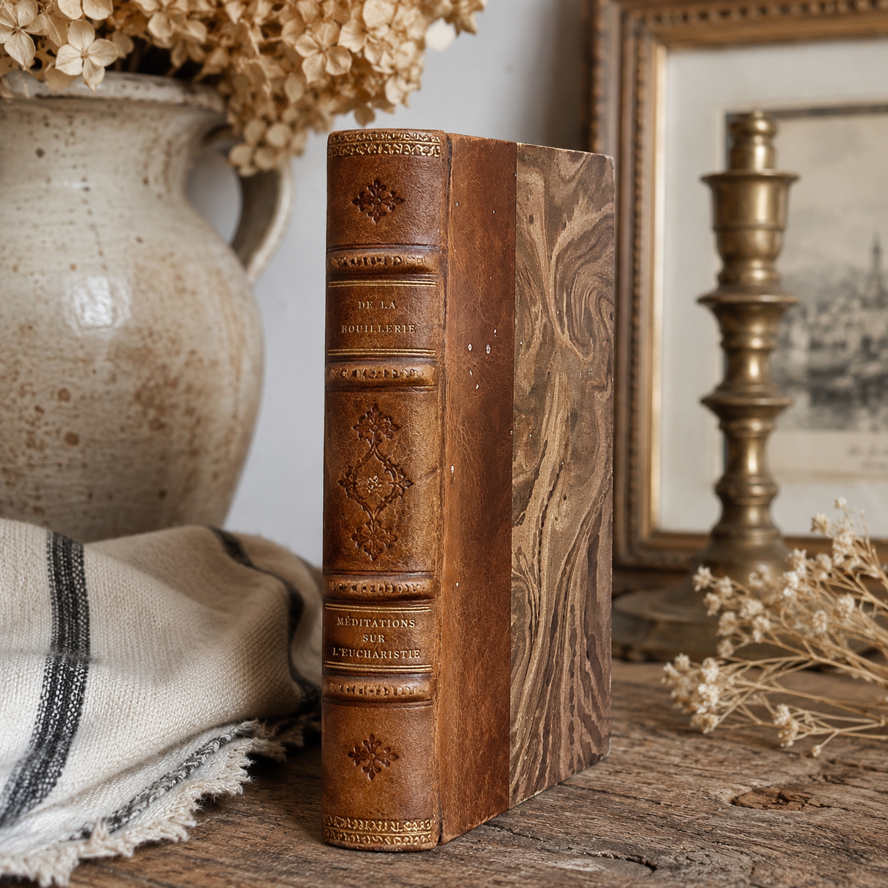 Antique French Leather Devotional Book | Méditations sur l’Eucharistie | Paris, 1890