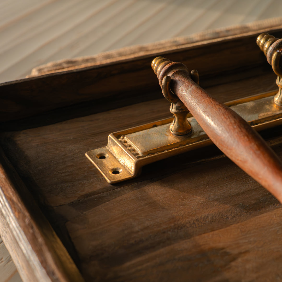 Vintage brass & wood kitchen utensil set
