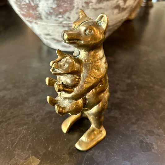 Brass bear & cub coin bank