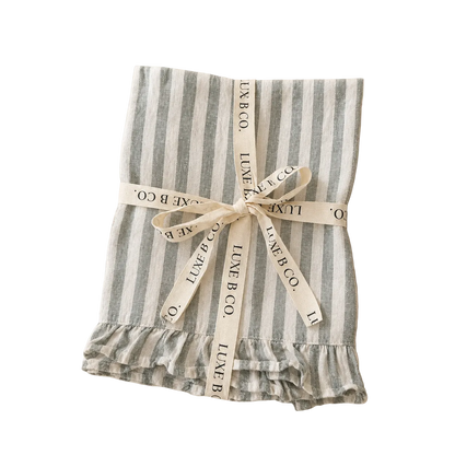 Soft Green Linen Ruffle Dish Towel