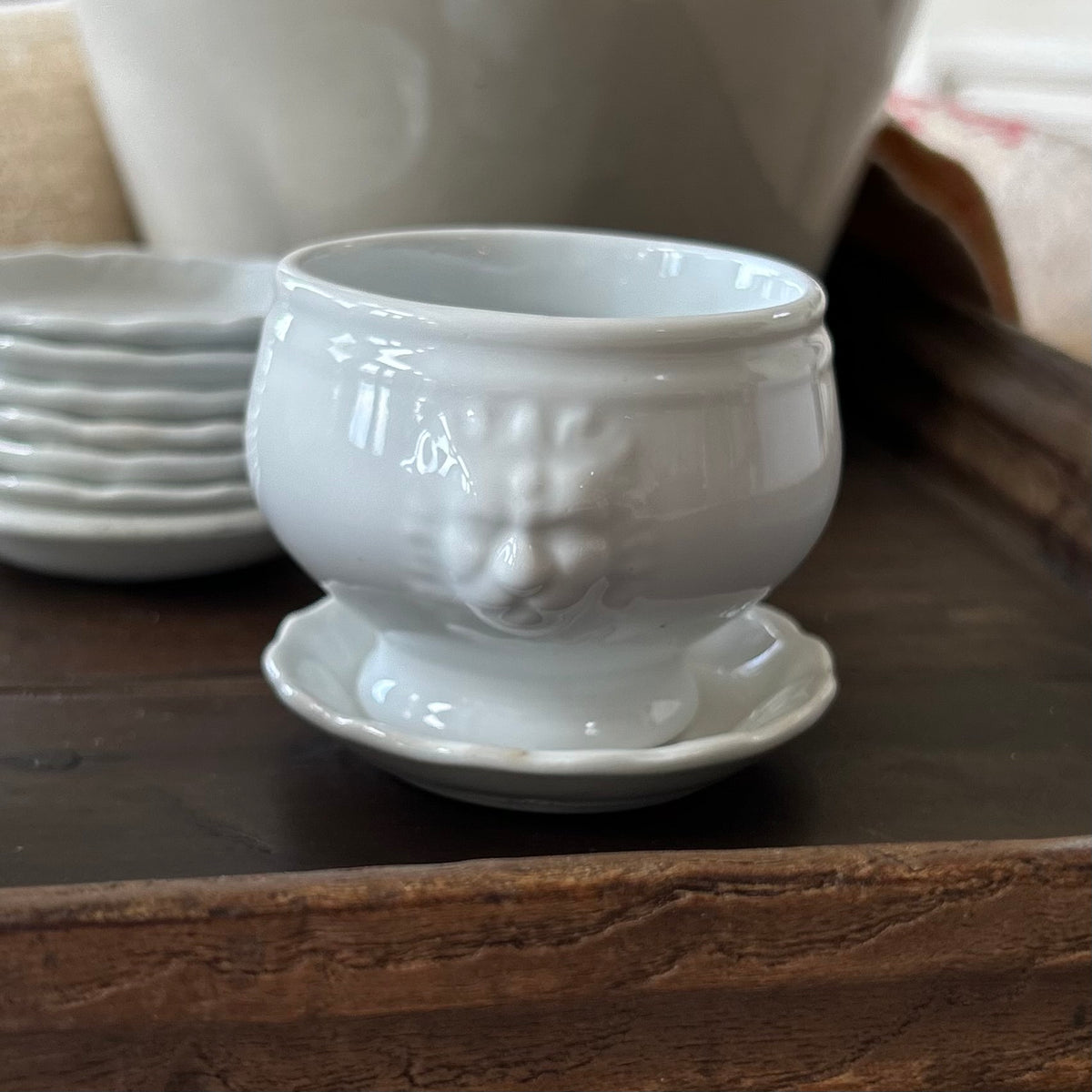 Vintage Mini White Lion Head Bowls, Set of 2