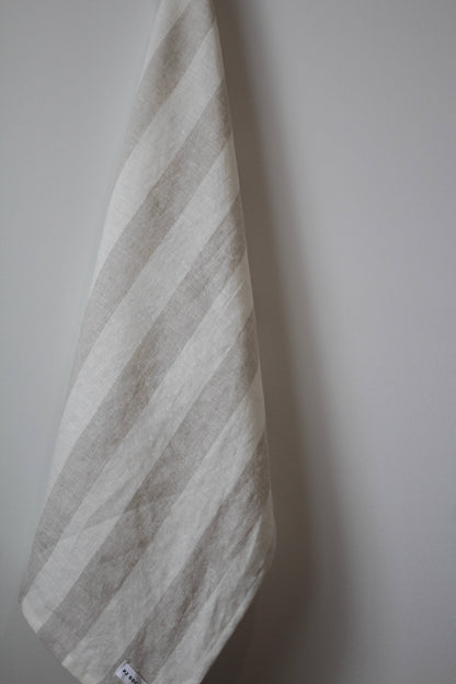 The Sawyer Tea Towel- Thick Beige Stripe