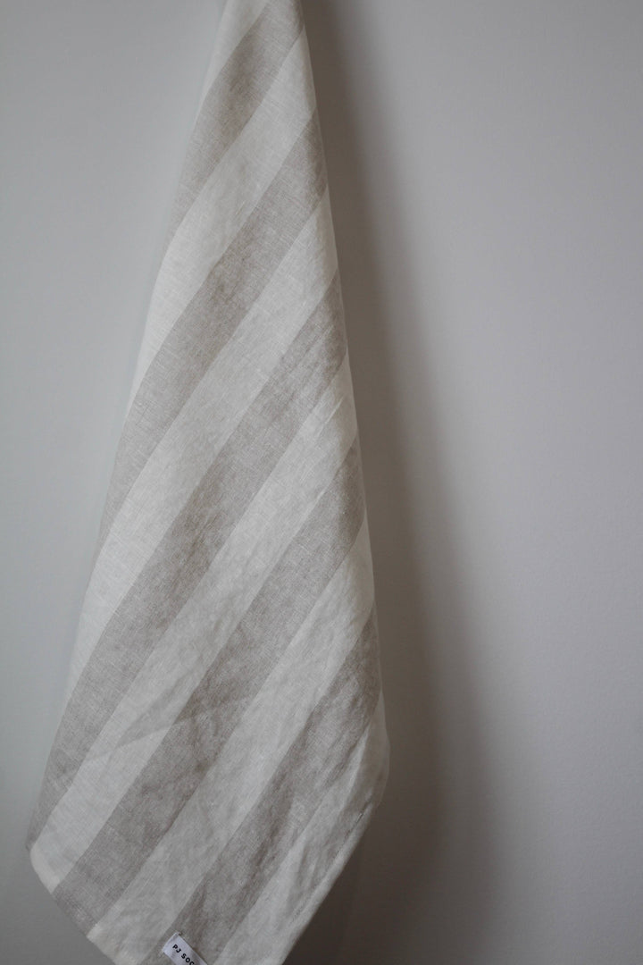 The Sawyer Tea Towel- Thick Beige Stripe