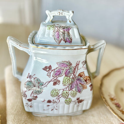 Antique English Ironstone Covered Sugar Jar – W&E Corn, Burslem