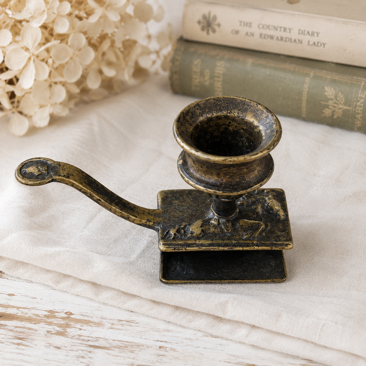 Vintage Brass Equestrian Horse & Rider Chamberstick