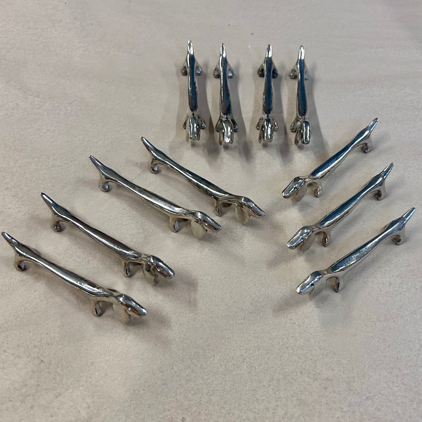 Vintage French Silver-Plated Dachshund Knife Rests – Set of 12