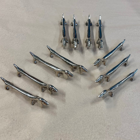 Vintage French Silver-Plated Dachshund Knife Rests – Set of 12
