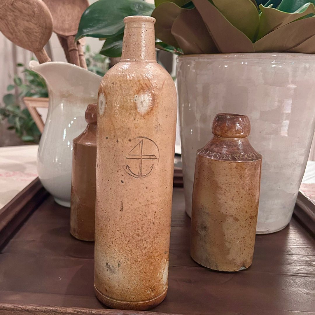 Antique Stoneware Bottle with Merchant's mark