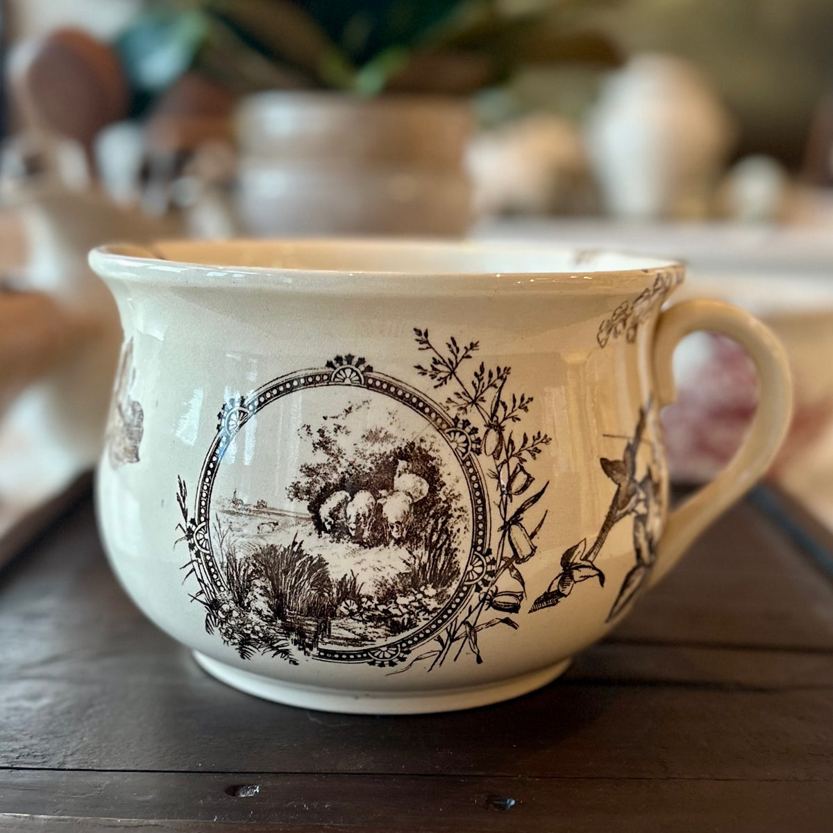 Antique Victorian Transferware Chamber Pot
England, Circa 1860-1890