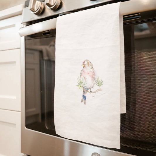Redpoll French linen tea towel