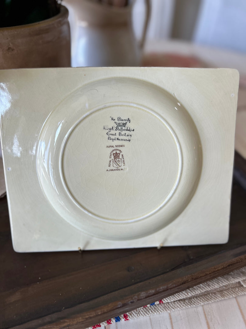 Vintage English Biarritz Transferware Plate – Royal Staffordshire “Rural Scenes”
