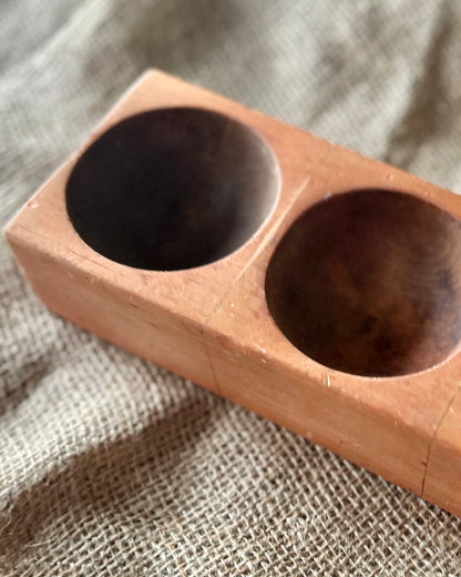 Antique Wooden Triple Bowl