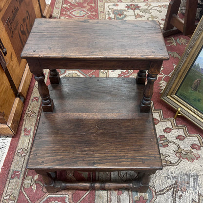 Antique English Oak Bed Step Stool