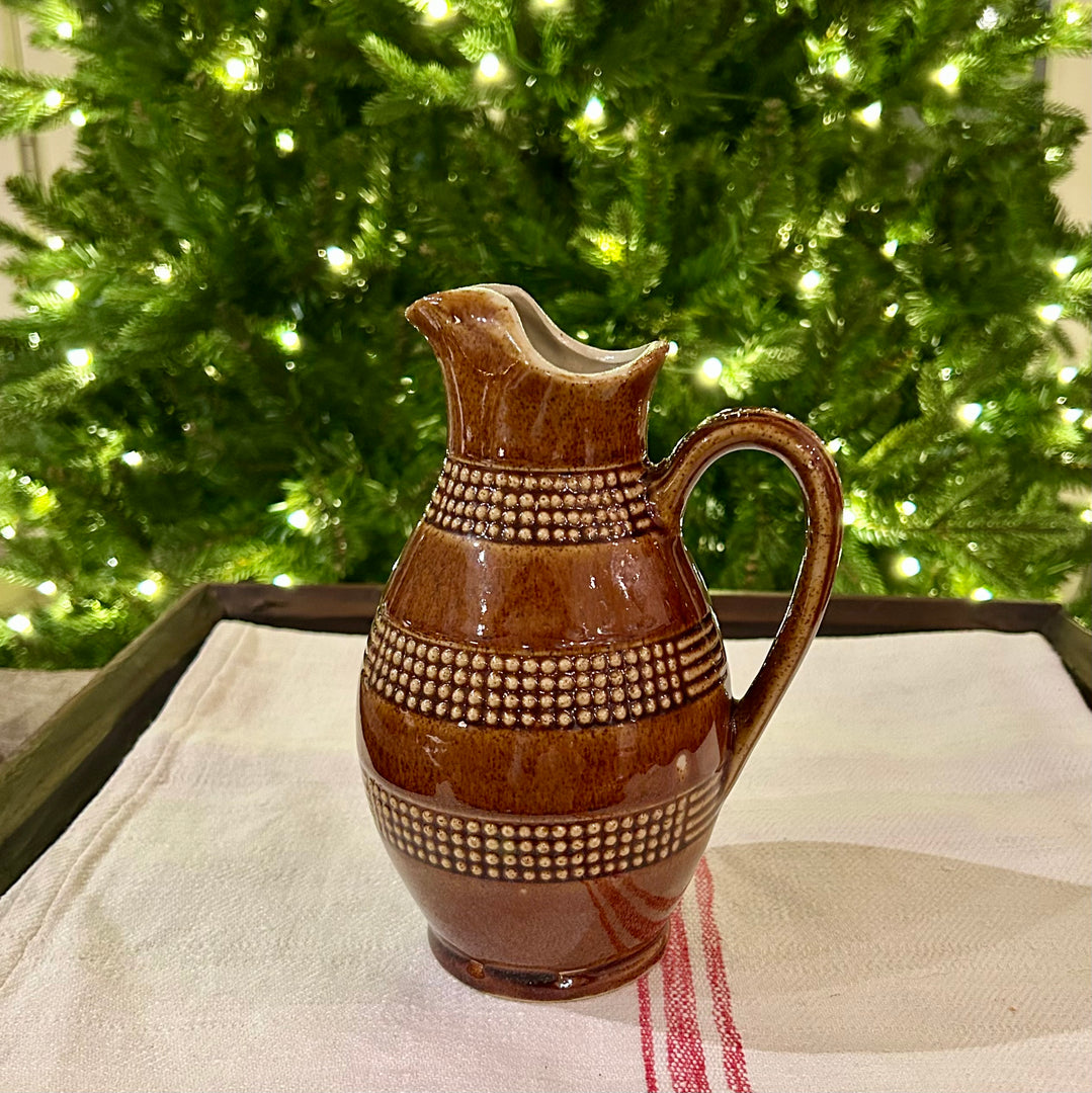 Vintage Beaded-Band English Stoneware Jug