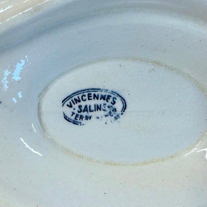 Antique French Salins Terre de Fer Sauce Boat & Underplate