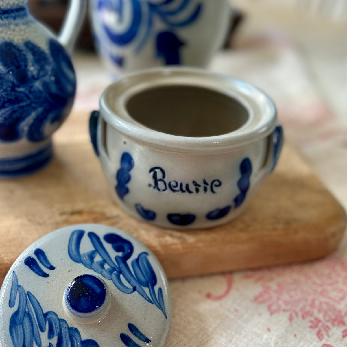 Vintage Alsace Stoneware “Beurre” Pot