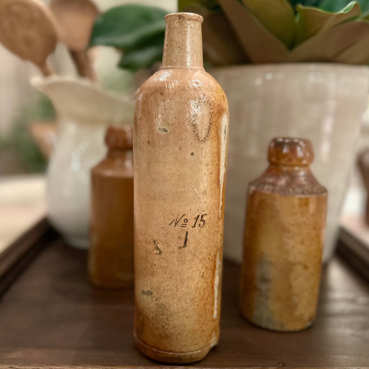 Antique Stoneware Bottle with Merchant's mark