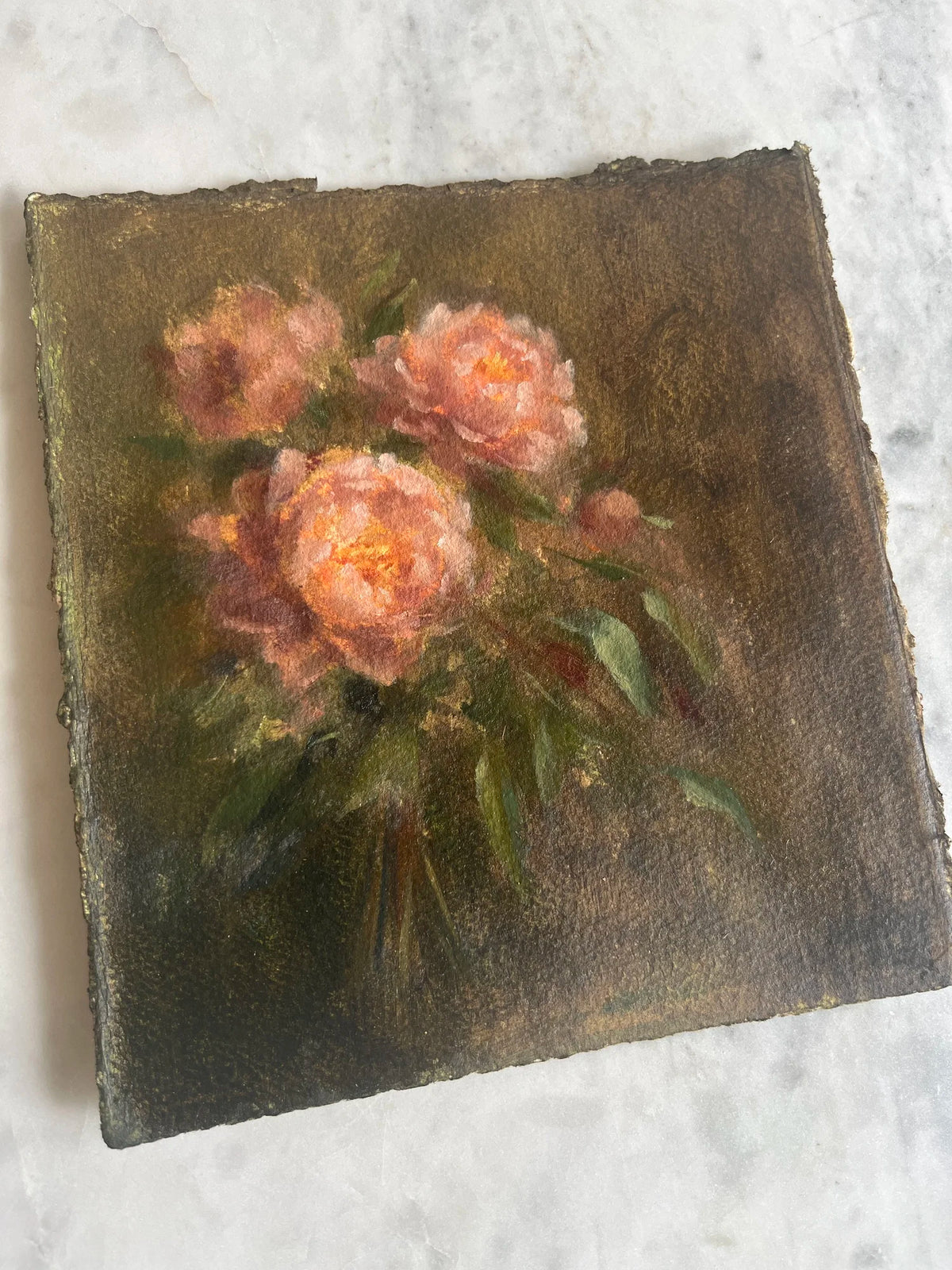 Plum Peony- original oil on paper by Alicia Cook