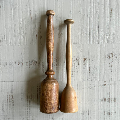 Antique wooden mashers