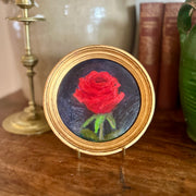 Miniature Rose Oil Paintings in Gilt Frames