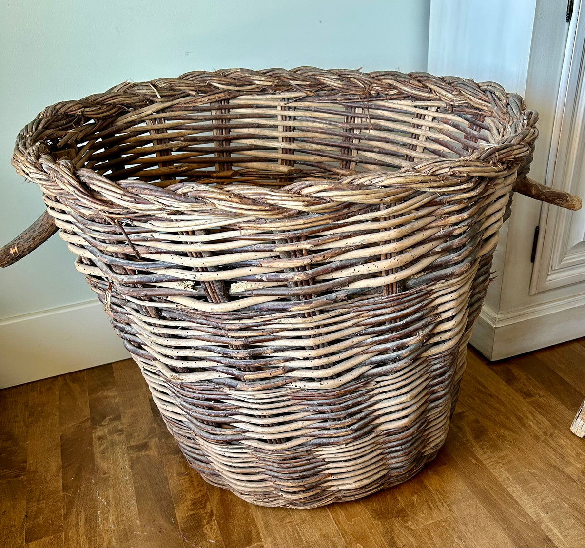 Antique woven french grape harvesting basket