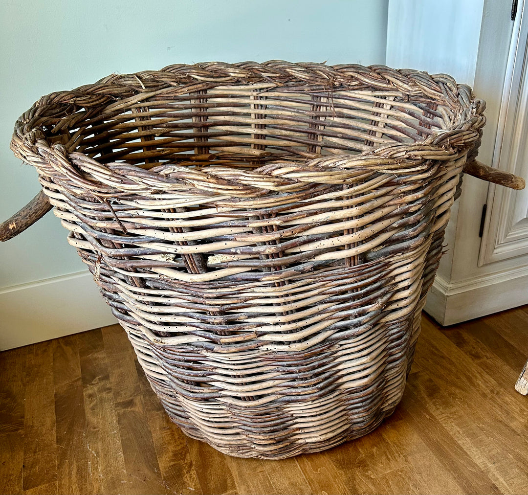 Antique woven french grape harvesting basket