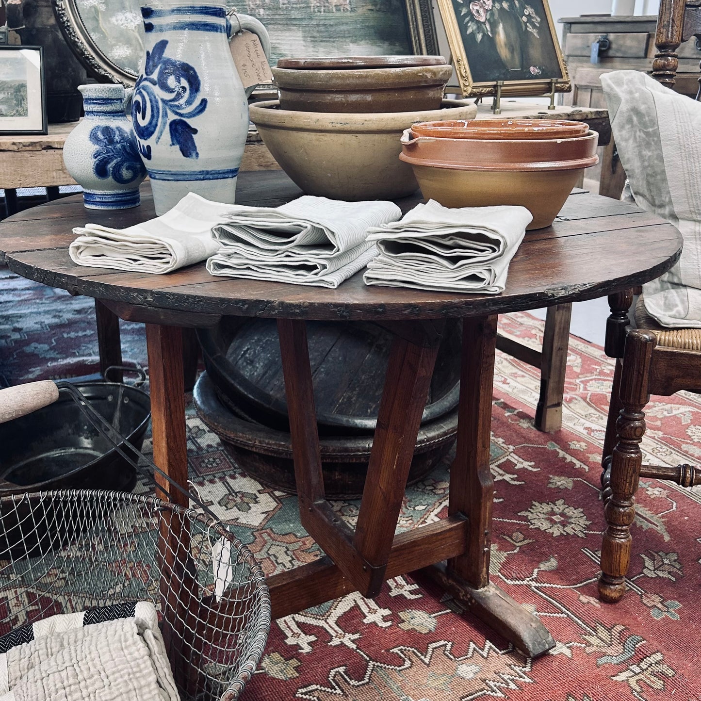 Antique French Folding Vendange (Wine Tasting) Table
France, circa 1850-1890