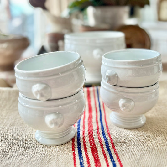 Set of Four pillivuyt French Lion-Head Soup Bowls
Mid to Late 20th Century | France