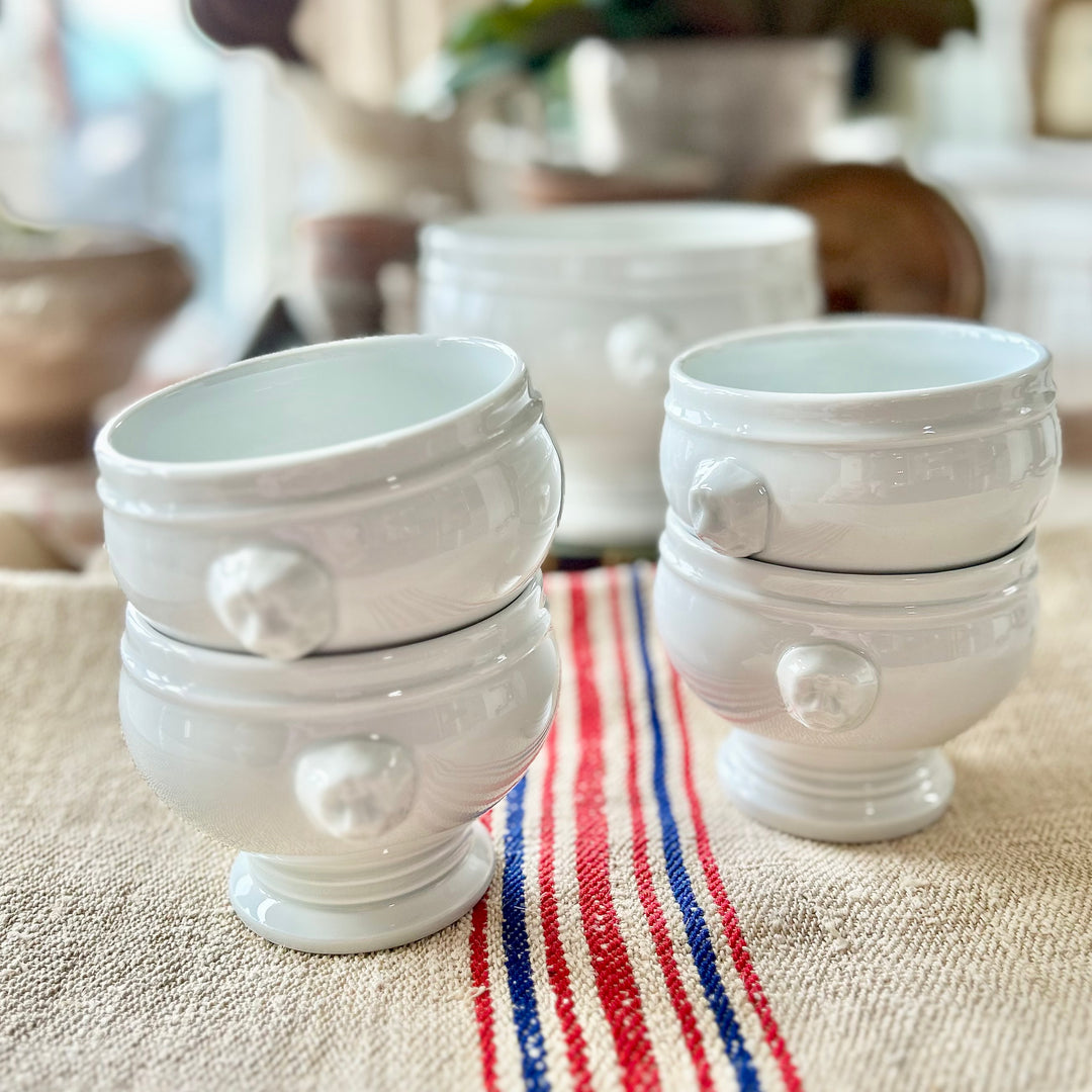 Set of Four pillivuyt French Lion-Head Soup Bowls
Mid to Late 20th Century | France