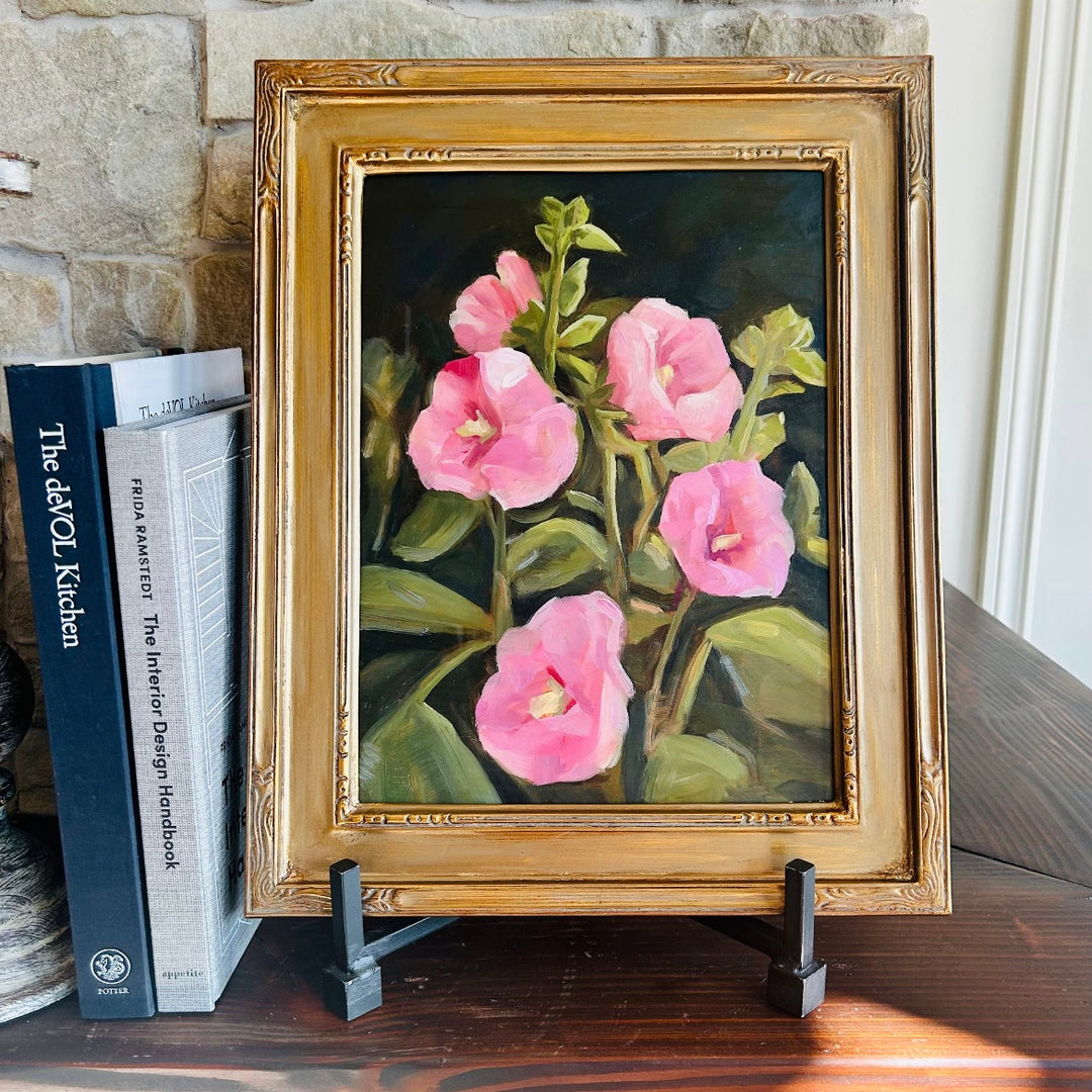 Hollyhocks (framed) original art by Jacob Mark