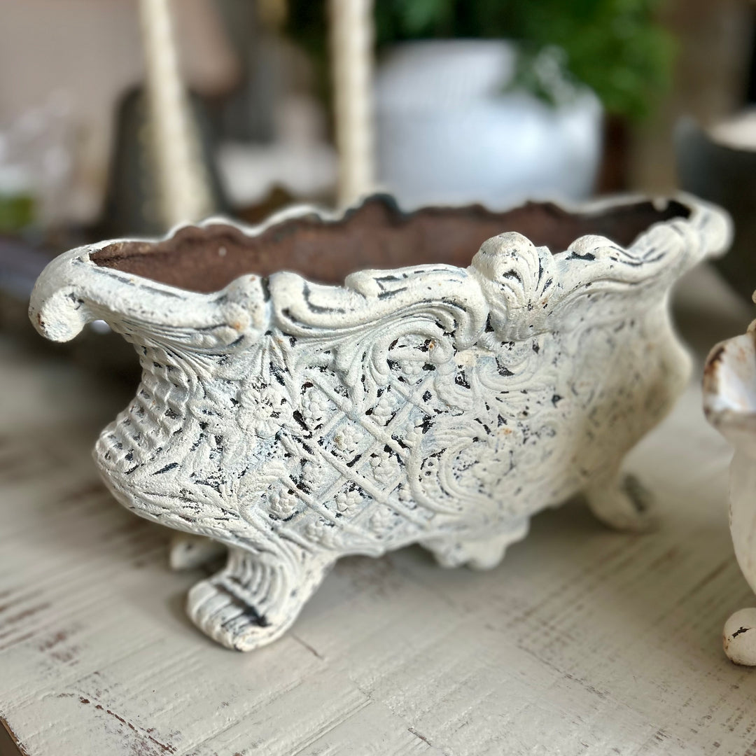 cast iron jardinière, circa 1940s–1960s