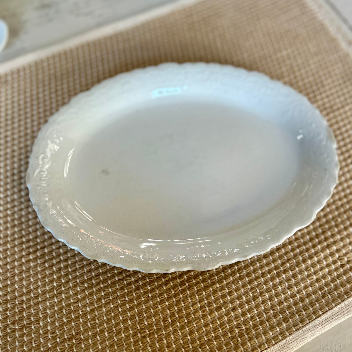 Antique W. Adams & Sons Ironstone Oval Platter                circa 1900-1930