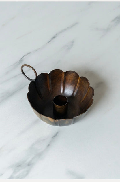 Antiqued Scallop Taper Candle Holder