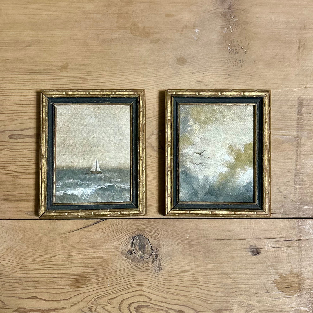 Vintage style Seascape Print Pair in Gilt Frame