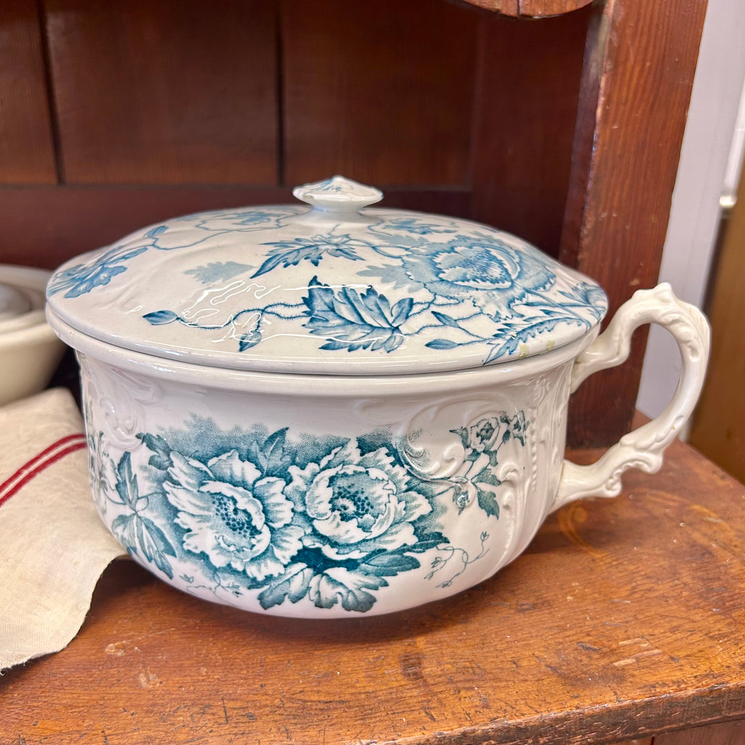 Antique English “Irving” Covered Chamber Pot