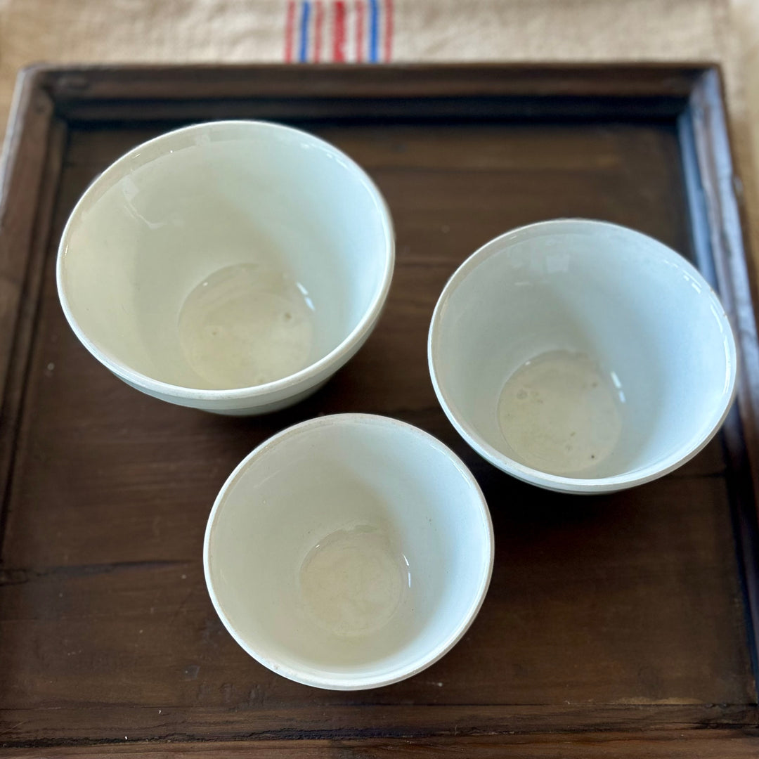 Vintage W.M. Adams Ironstone Pudding Bowls – Set of 3