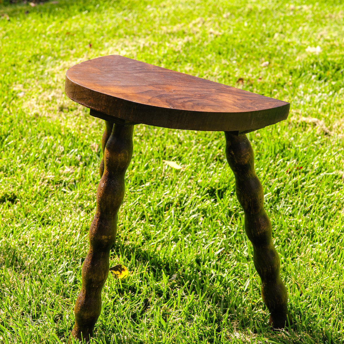 Rustic wooden stool with barley twist legs