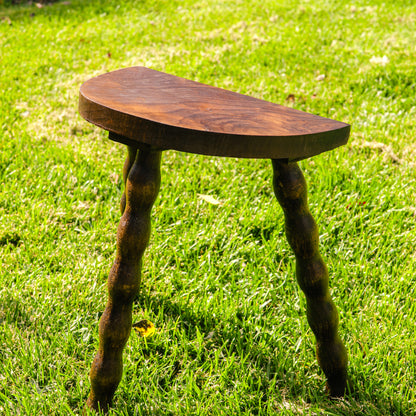 Rustic wooden stool with barley twist legs