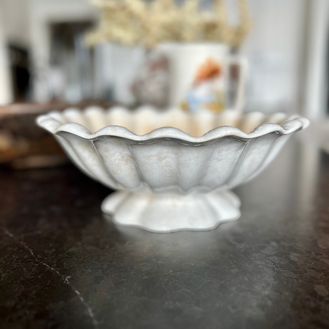 Antique English ironstone pedestal bowl