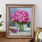Pink Roses Still Life - Original Oil Painting