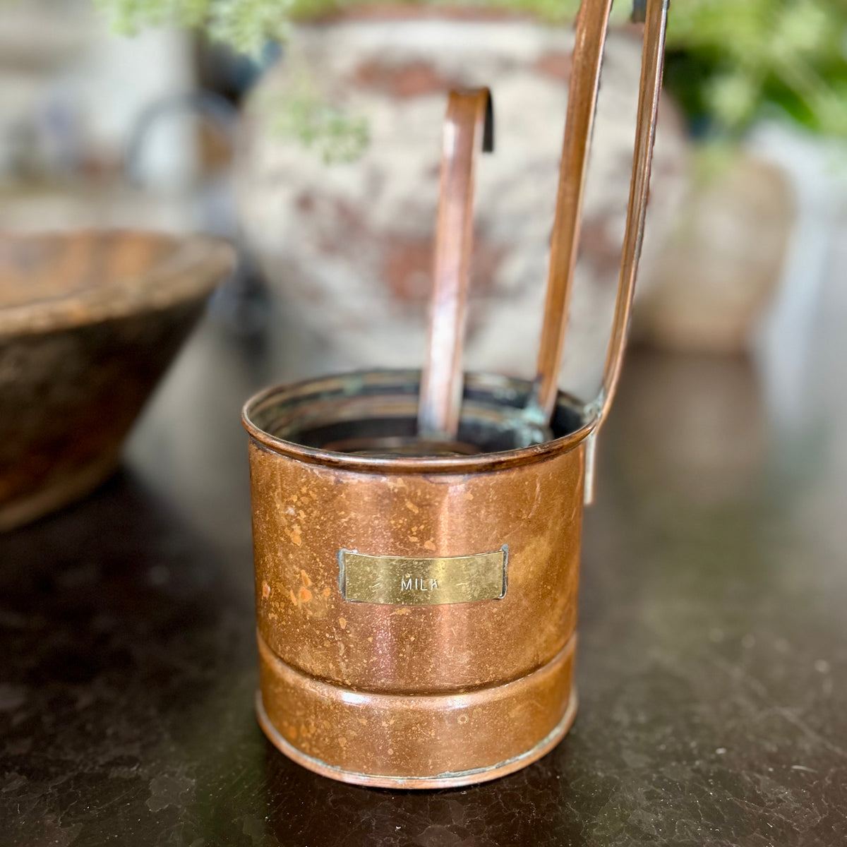 Vintage Copper Hanging Milk Measure Set (3) | European Kitchen Utility