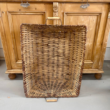 Antique French Gathering Basket with Wooden Handles
