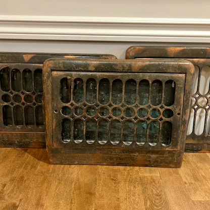 Pair of Antique Cast-Iron Heating Grates & Matching Cold-Air Return — Patented August 6th, 1900