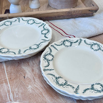 Set of 6 Vintage French Longchamp “Villey” Transferware Plates