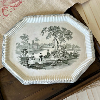 Vintage English Scenic Ironstone Platter c.1930s–1950s Wm Adams & Sons “Minuet”