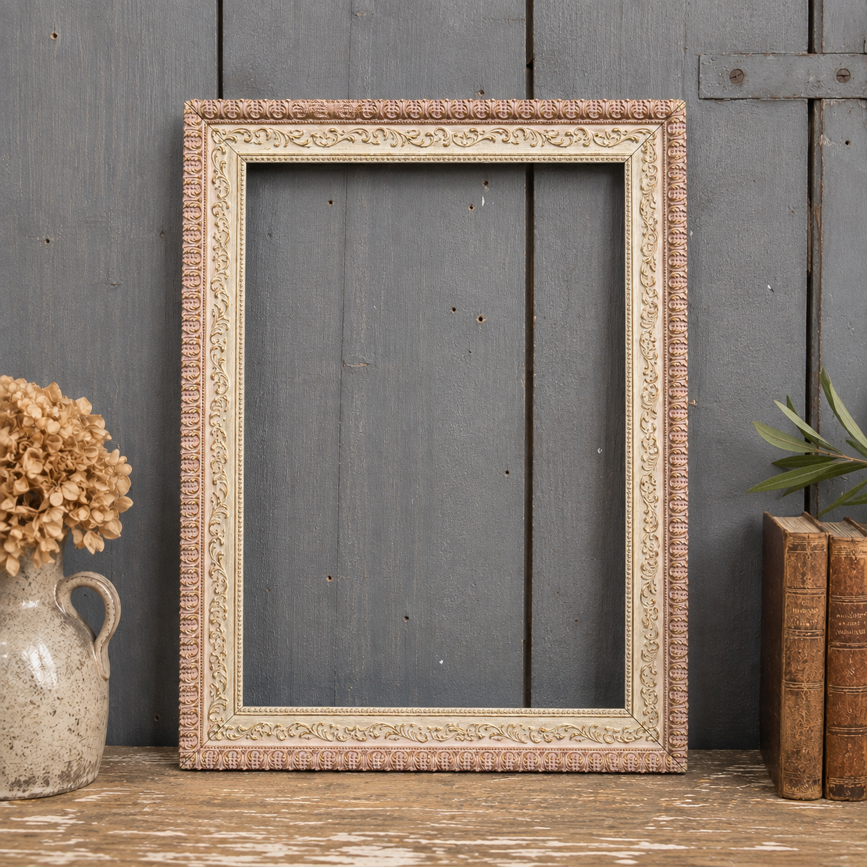 Vintage Ornate Gilt & Blush Frame
