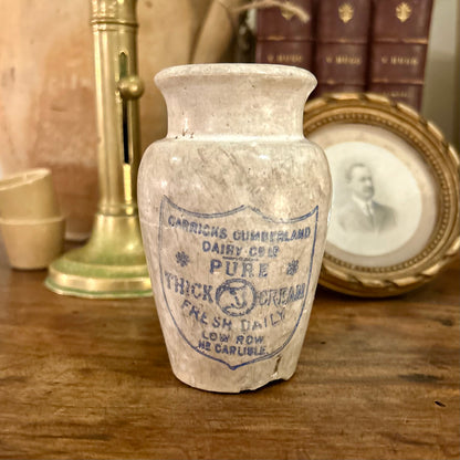 Carricks Cumberland Dairy Co. Cream Pot – Carlisle, England (c.1900)